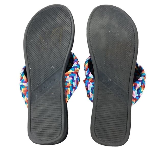 Yellow Box Rainbow Woven BOHO Beach Flip Flop Thongs Sz 8 #262J - Picture 7 of 7